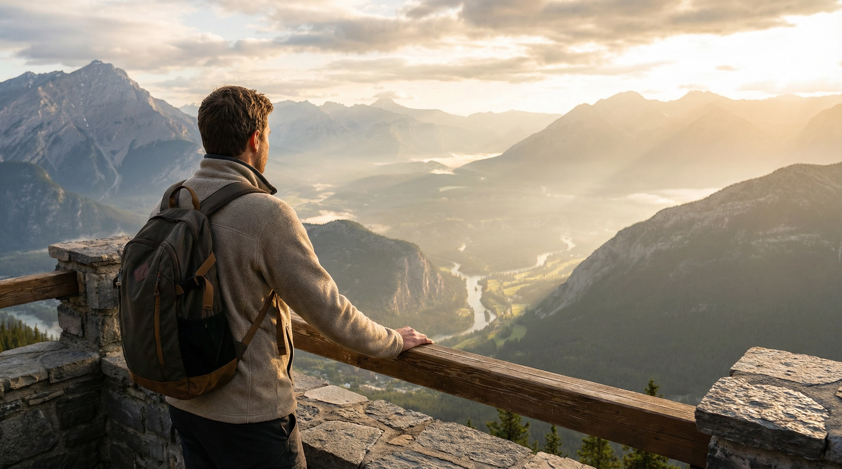 Person looking out over mountain vista